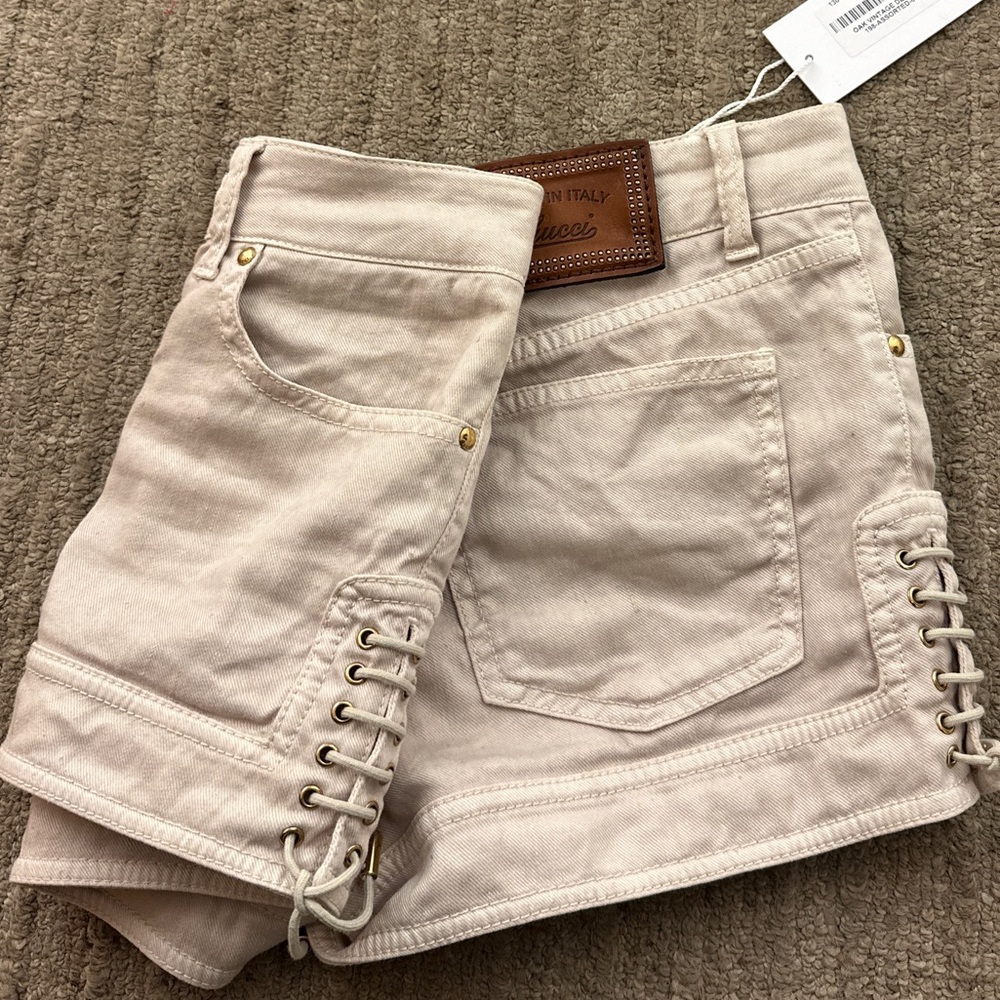 Vintage Gucci Beige Women's Jean Micro Shorts